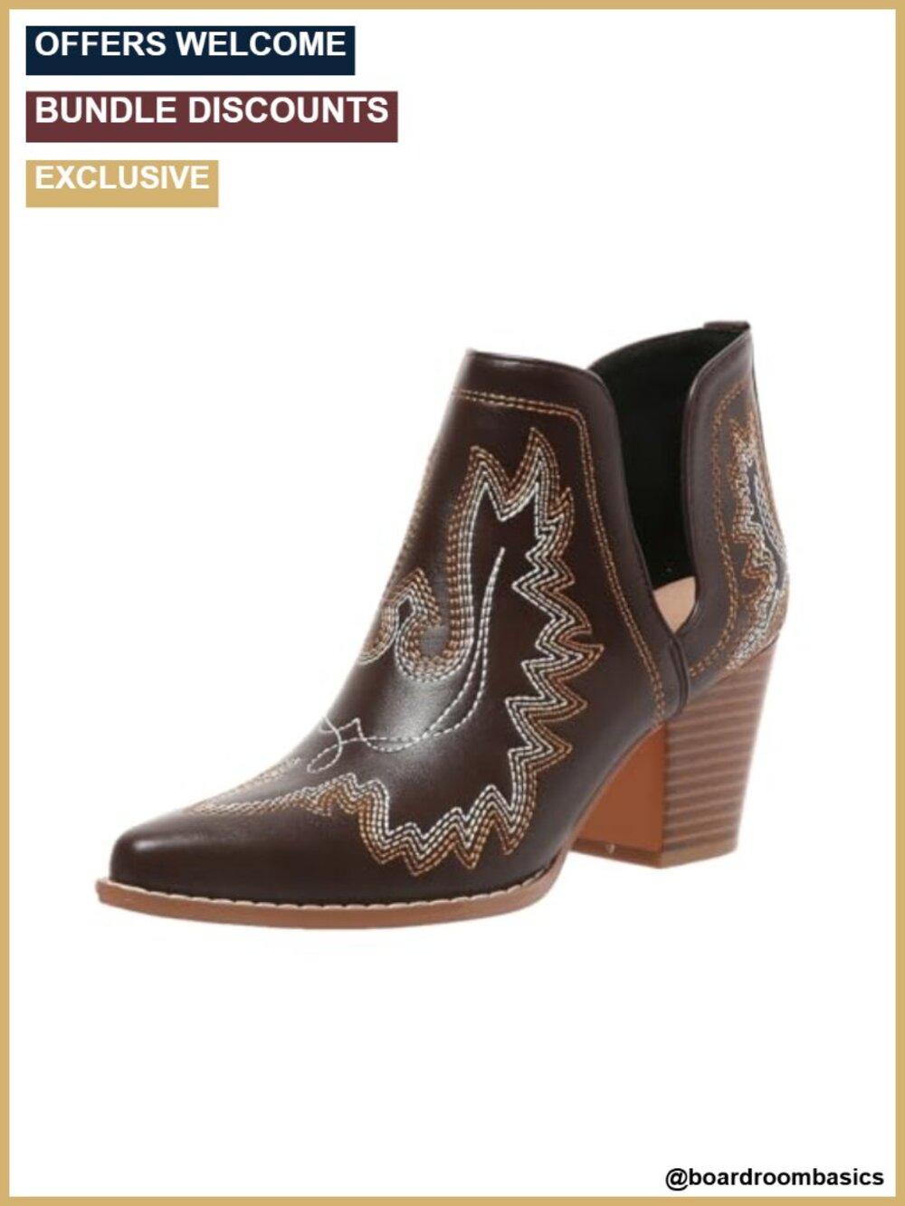 Women's Western Embroidered Cowboy Booties Ankle Boots Pointed Toe